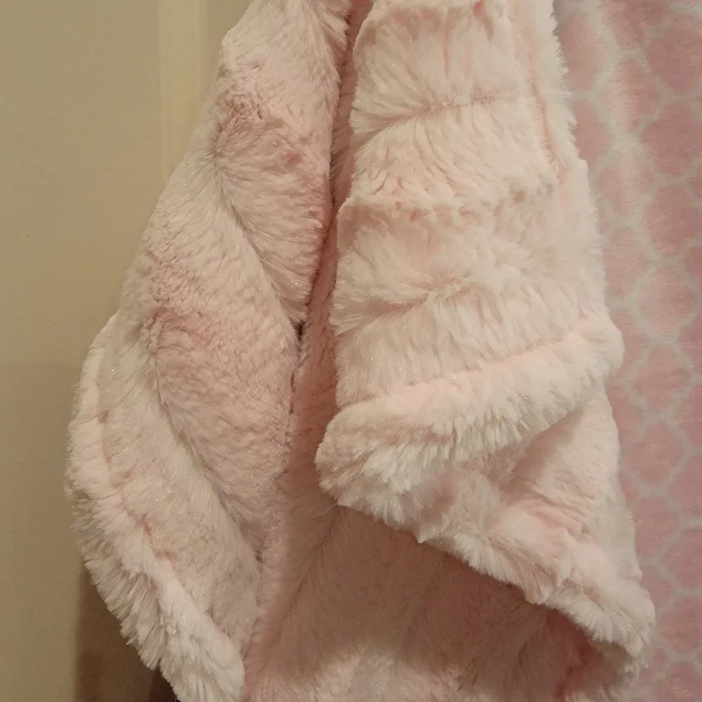 Handmade Minky Elephant Blanket 48x34 Large Plush Pink Navy Soft Throw Baby Gift